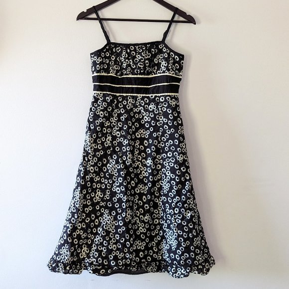 Y2K Black & White Floral Midi Dress Spaghetti Strap Whimsygoth Cottage Size 5 - Picture 5 of 10